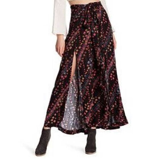 Free People Remember Me Maxi Skirt Faux Wrap with Double Split Size 0 - Picture 1 of 3